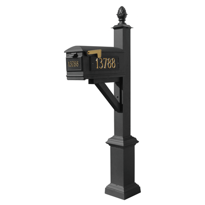 Westhaven Black Mailbox Post System With Lewiston Mailbox And Address Plates