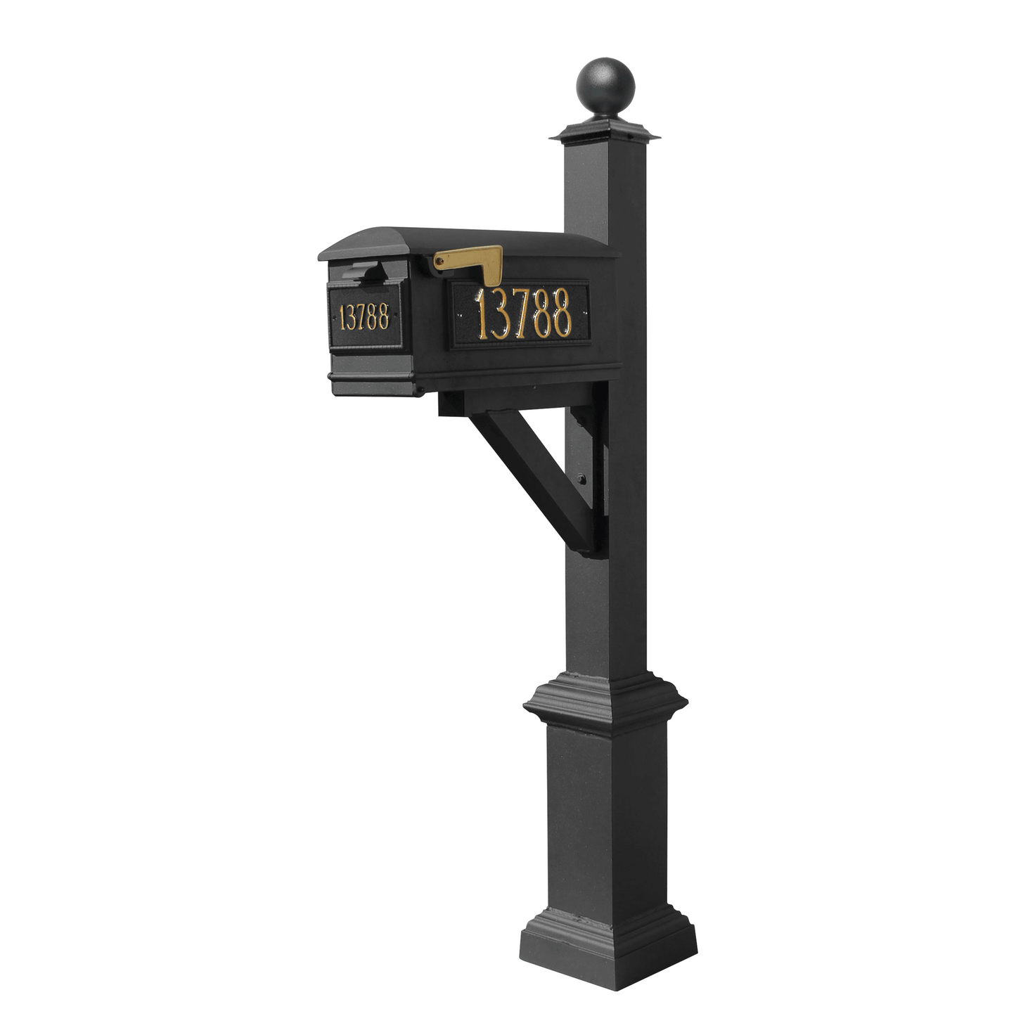 Westhaven Black Mailbox Post System With Lewiston Mailbox And Address Plates