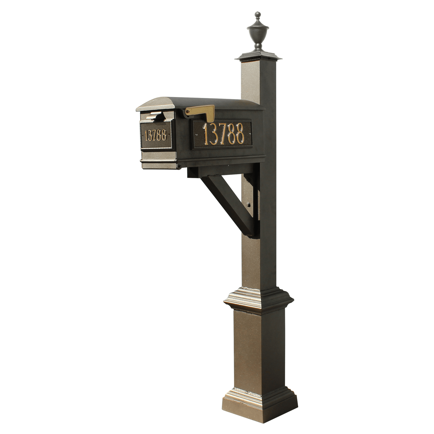 Westhaven Black Mailbox Post System With Lewiston Mailbox And Address Plates