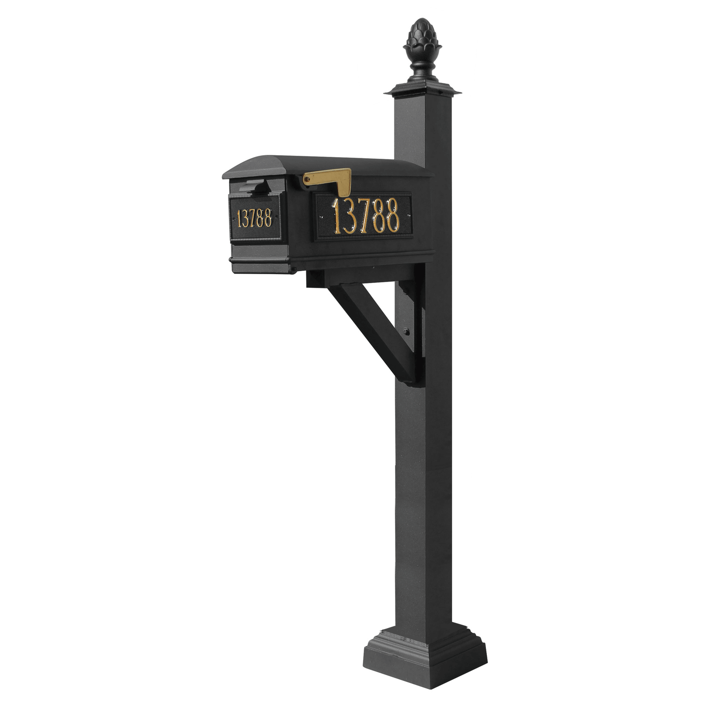 Westhaven Black Mailbox Post System With Lewiston Mailbox And Address Plates