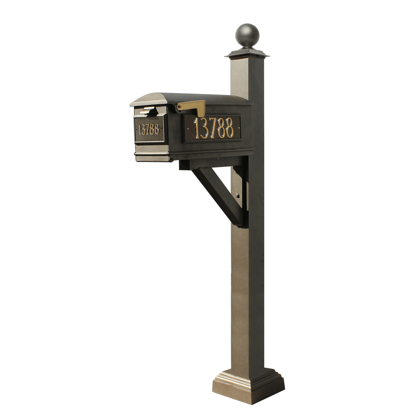 Westhaven Black Mailbox Post System With Lewiston Mailbox And Address Plates