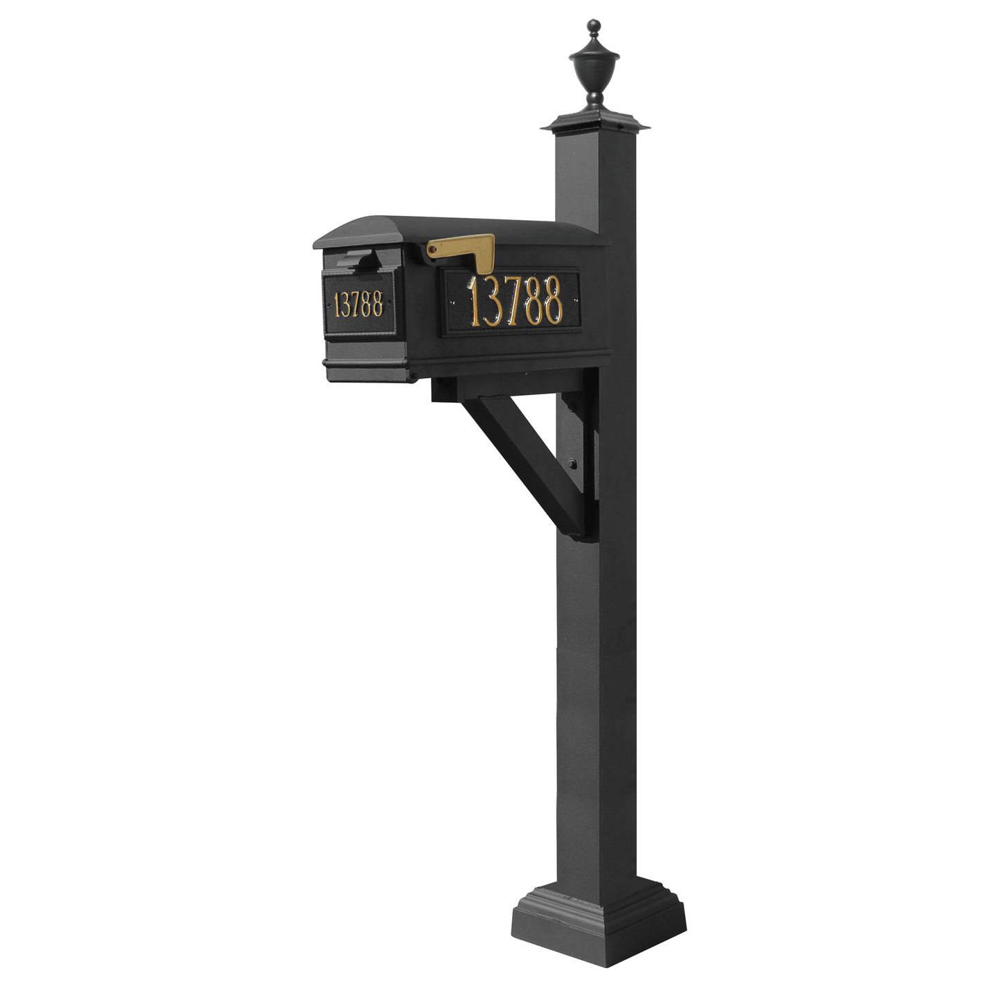 Westhaven Black Mailbox Post System With Lewiston Mailbox And Address Plates