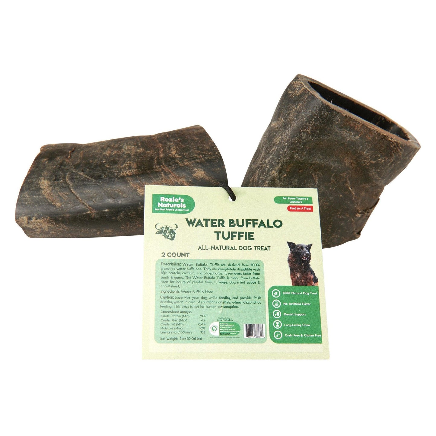 All - Natural Water Buffalo Horn Dog Chews - 2 - Pack, 10 oz - Dog Hugs Cat