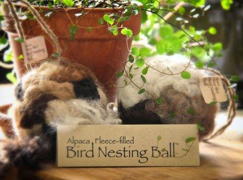 Alpaca Fleece Bird Nesting Ball - Handcrafted for Wild Birds by American Alpaca Farm - Dog Hugs Cat