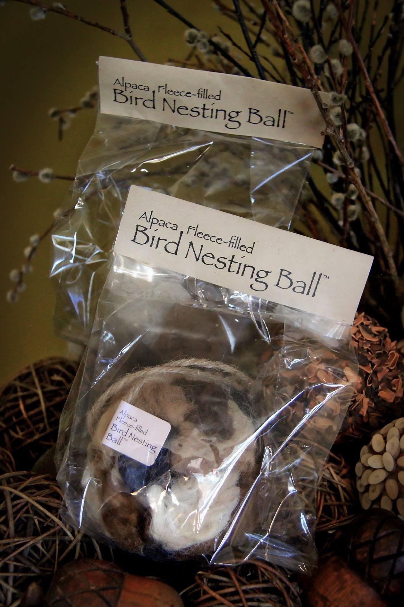 Alpaca Fleece Bird Nesting Ball - Handcrafted for Wild Birds by American Alpaca Farm - Dog Hugs Cat