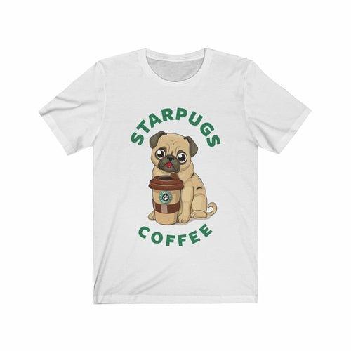 Bella+Canvas Pug Loves Coffee Unisex T-Shirt - Dog Hugs Cat