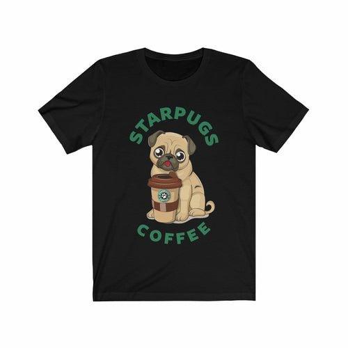 Bella+Canvas Pug Loves Coffee Unisex T-Shirt - Dog Hugs Cat