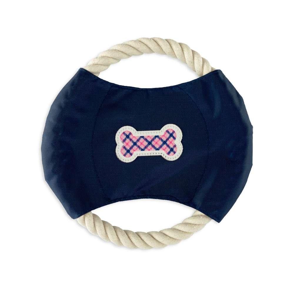 Bone Plaid Dog Rope Disc Toy - Dog Hugs Cat