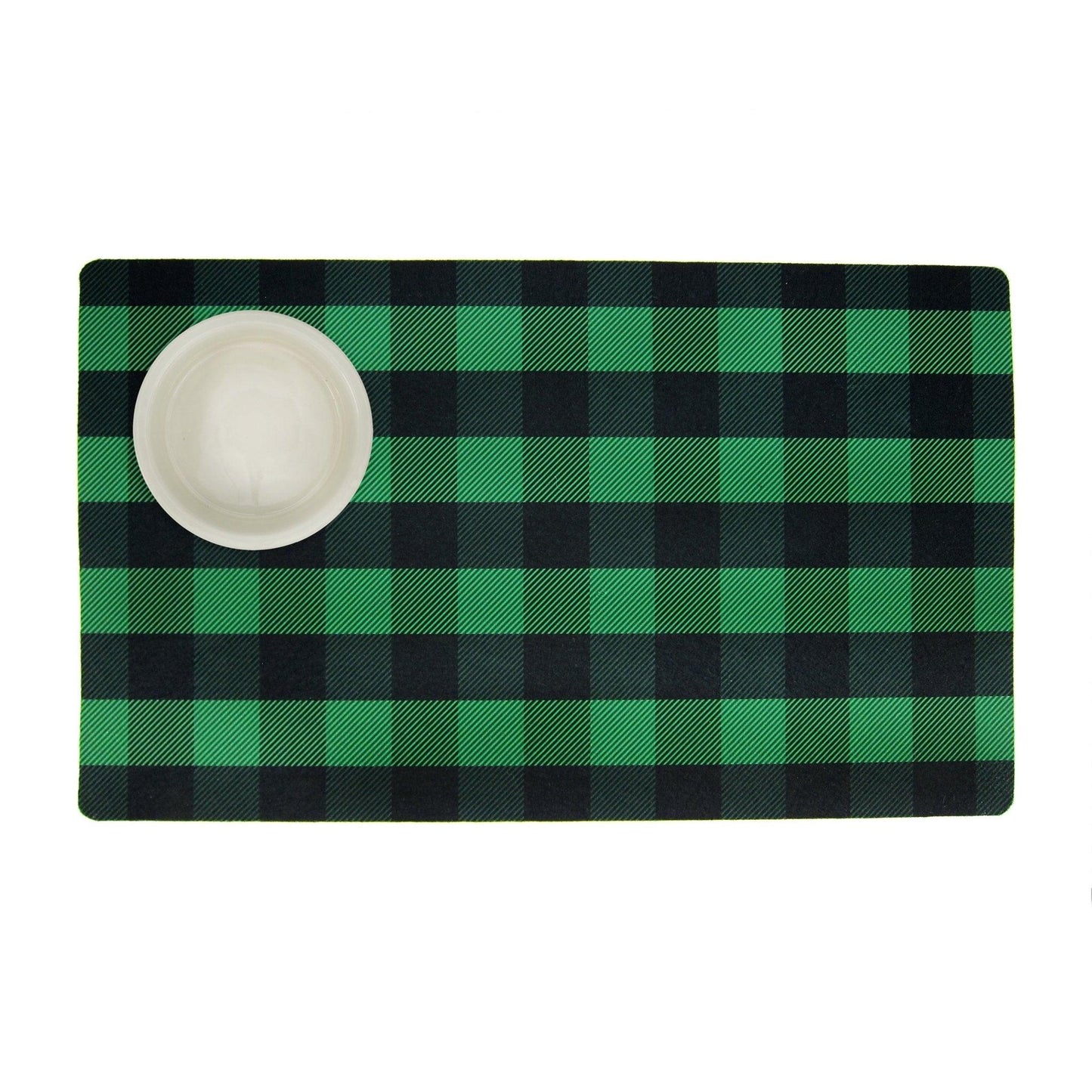 Buffalo Plaid Dog Mat - Fun, Colorful Floor Protection - Dog Hugs Cat