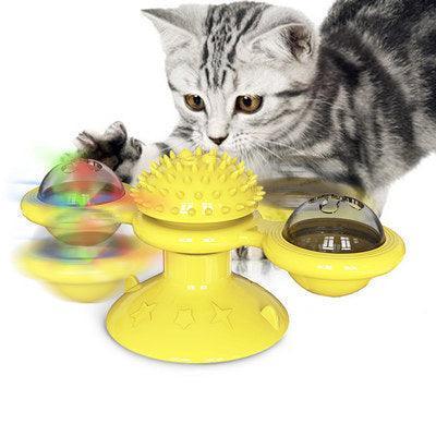 Catnip Spin & Scratch Toy: Interactive Multi - Function Windmill Toy For Cats - Dog Hugs Cat