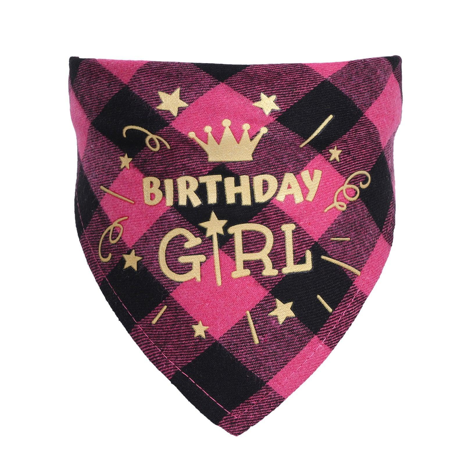 Checkered Cotton Pet Scarf - Stylish Birthday Party Accessory For Cats And Dogs - Dog Hugs Cat