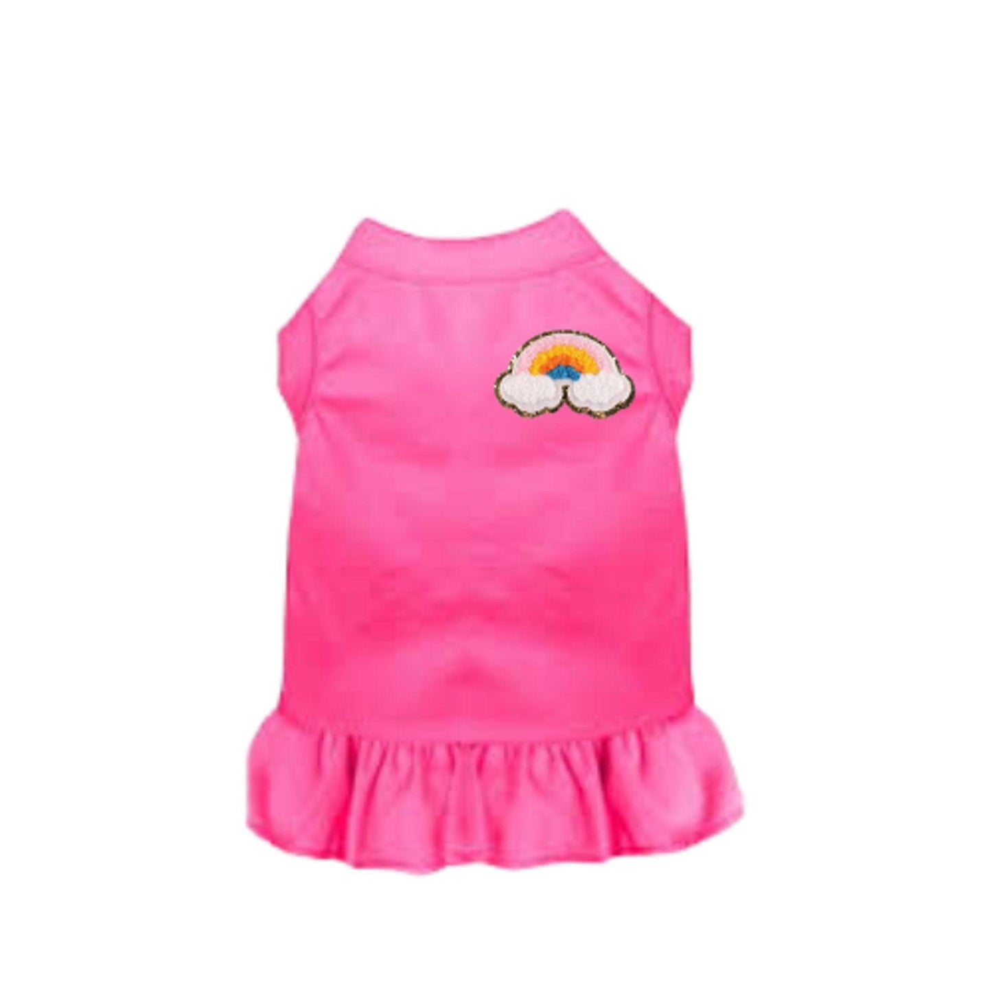 Chenille Rainbow Embroidered Sleeveless Dress for Dogs - Dog Hugs Cat