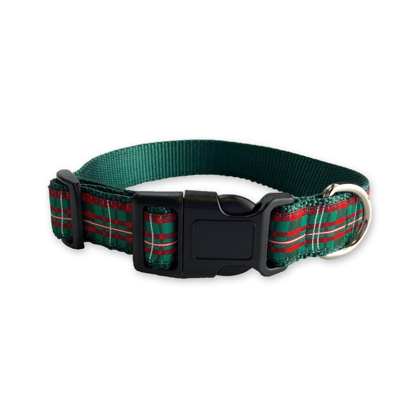 Christmas Plaid Adjustable Nylon Dog Collar with High - Quality Hardware - Dog Hugs Cat