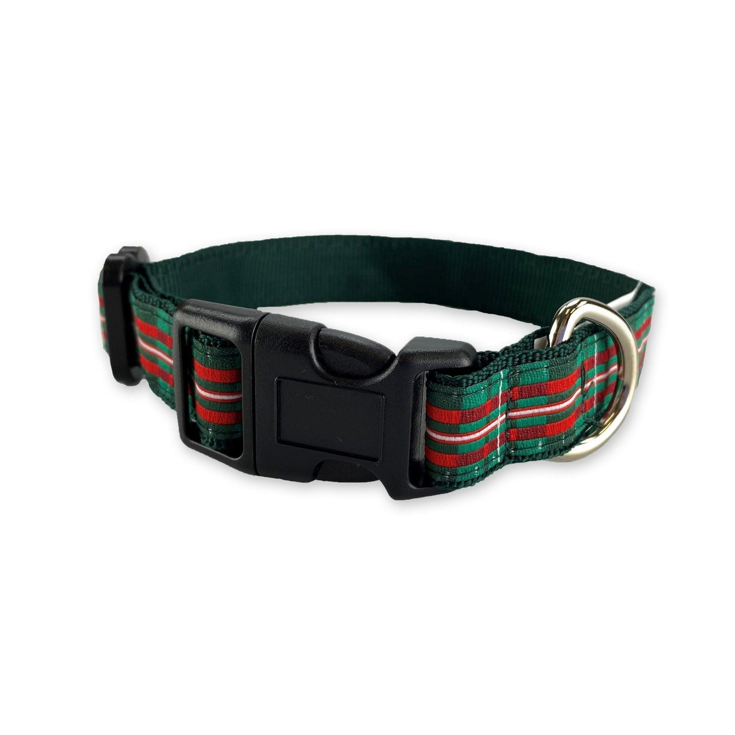 Christmas Plaid Adjustable Nylon Dog Collar with High - Quality Hardware - Dog Hugs Cat