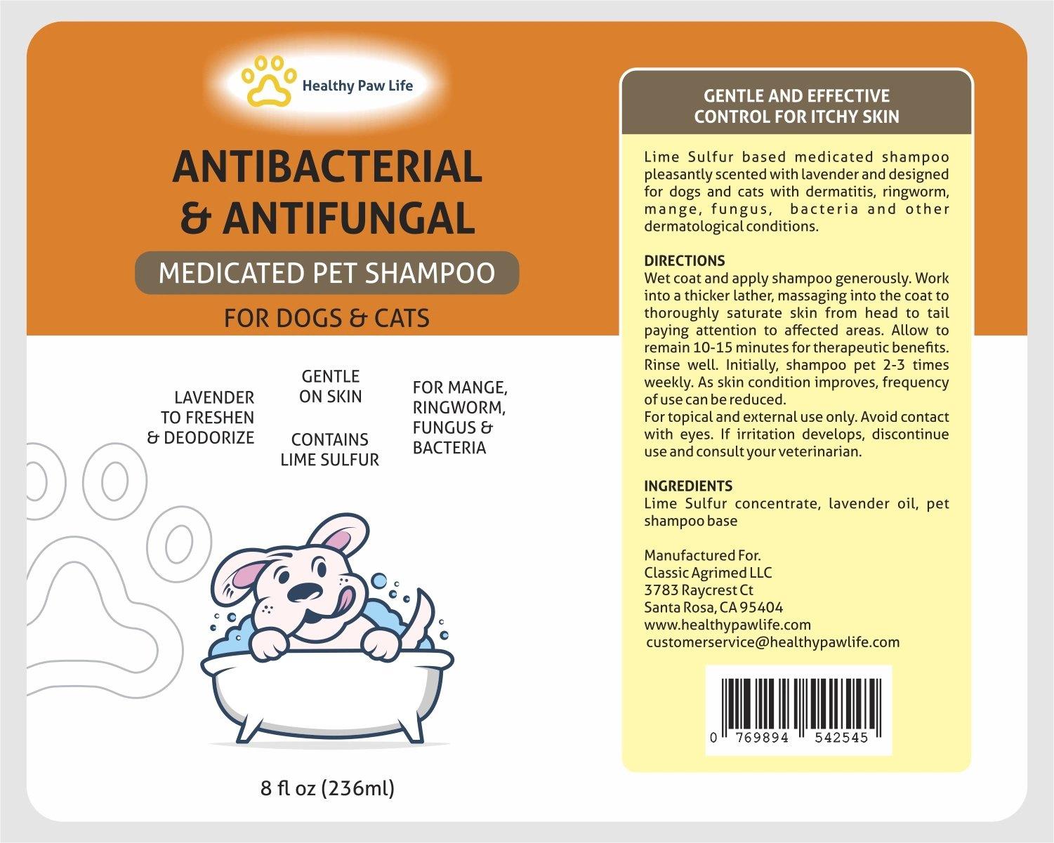 Classic's Lime Sulfur Medicated Pet Shampoo - Soothe Itchy Skin & Combat Infections with Natural Ingredients - Dog Hugs Cat