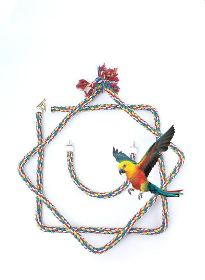 Climbing Rope Birdcage Accessory: Parrot Standing Pole Ladder Stick - Dog Hugs Cat