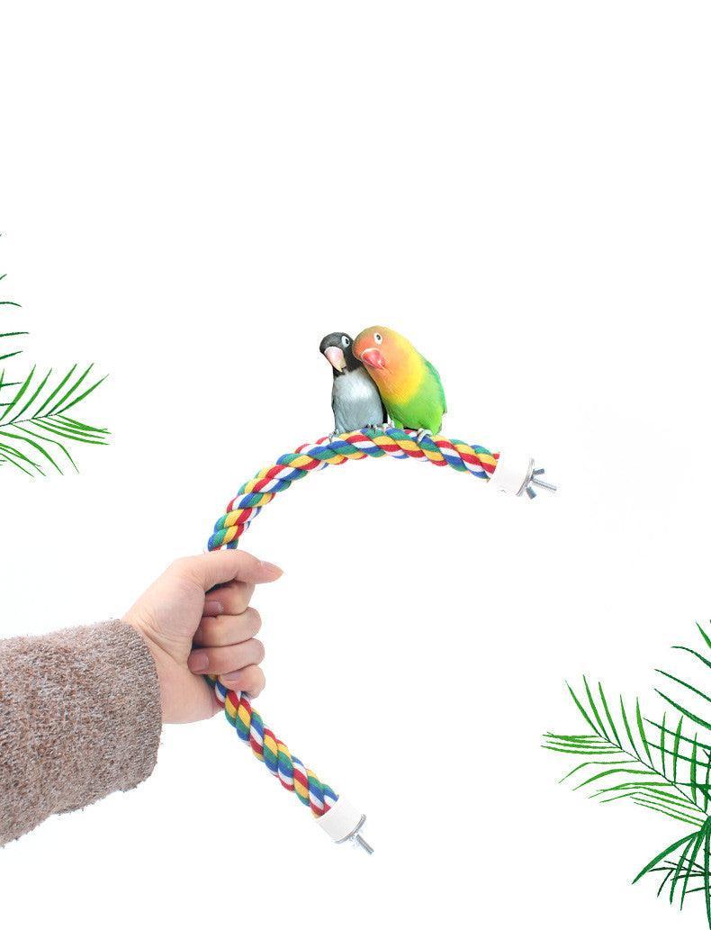 Climbing Rope Birdcage Accessory: Parrot Standing Pole Ladder Stick - Dog Hugs Cat