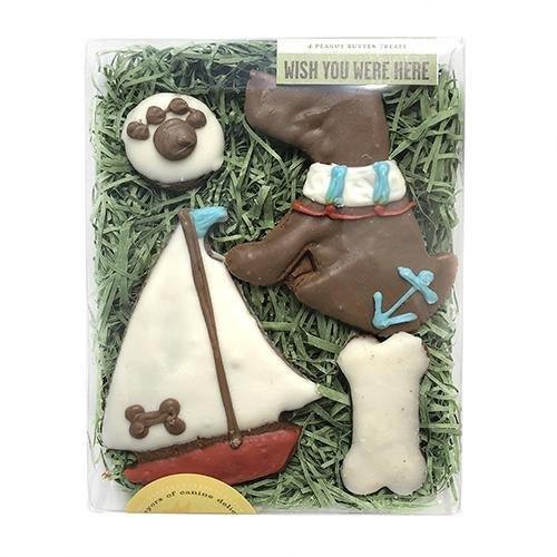 Coastal Nautical Dog & Sailboat Treats Box - Dog Hugs Cat