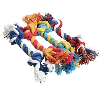 Colorful Double Knot Cotton Rope Dog Toy - Dog Hugs Cat