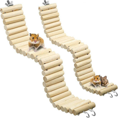 Colorful Wooden Hamster Climbing Ladder Toy - Dog Hugs Cat