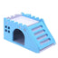 Colorful Wooden Hamster Sleeping Nest With Slide Toy And Small Bed - Dog Hugs Cat