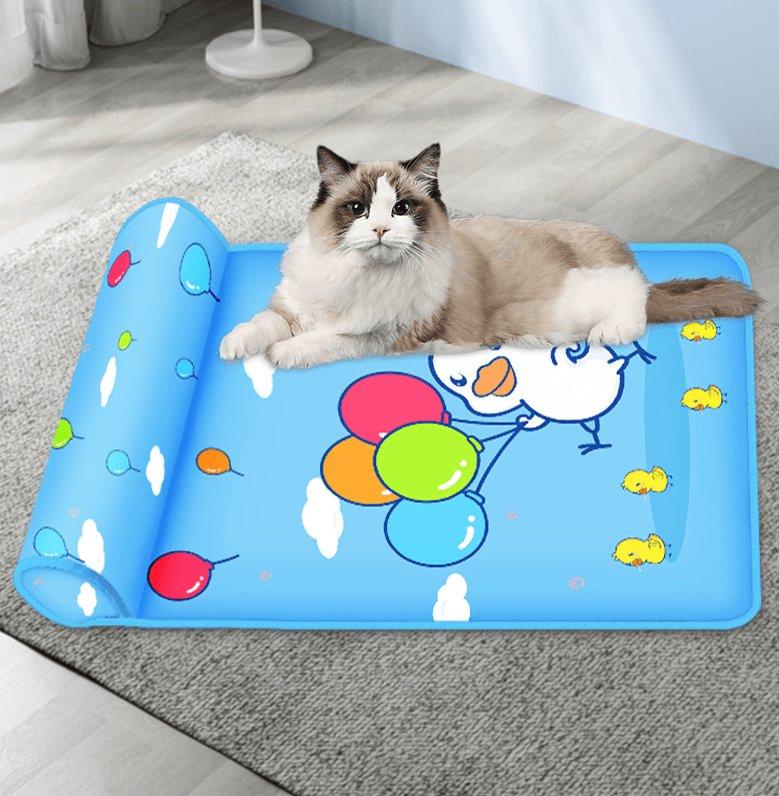 Cool Breeze Pet Comfort Mat: Breathable Cooling Pad With Pillow For Dogs And Cats - Dog Hugs Cat