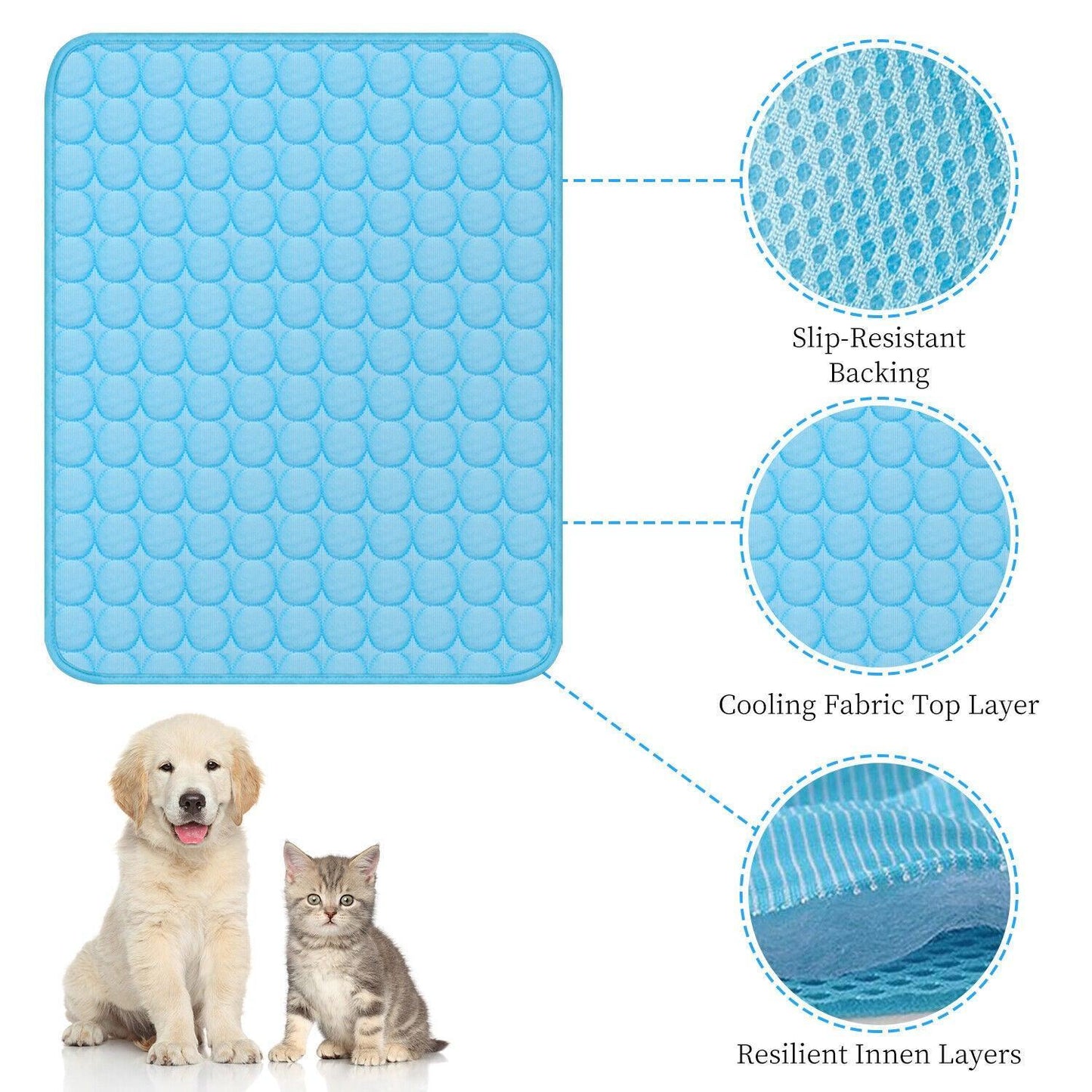 Cool Comfort Pet Cooling Mat - Dog Hugs Cat