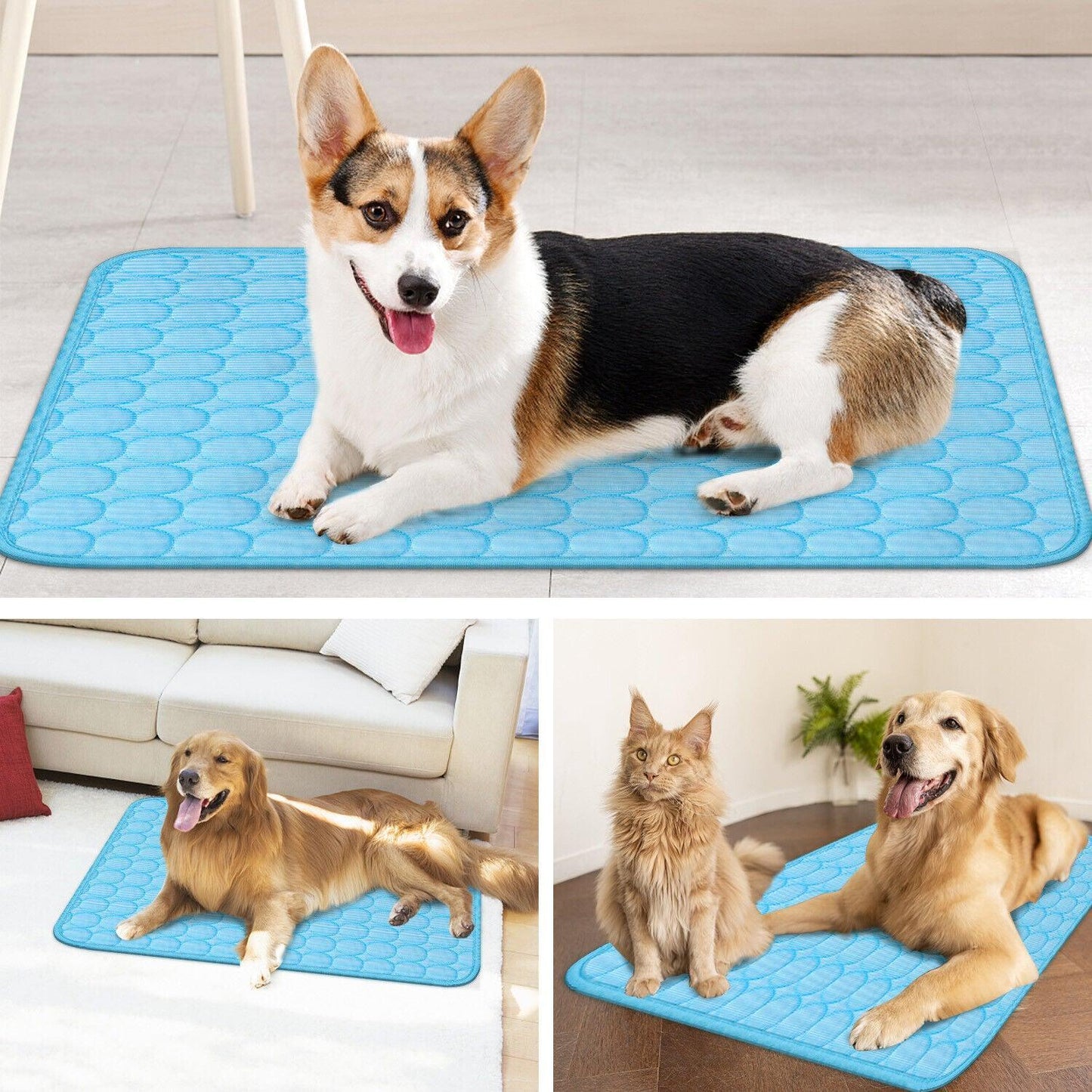 Cool Comfort Pet Cooling Mat - Dog Hugs Cat