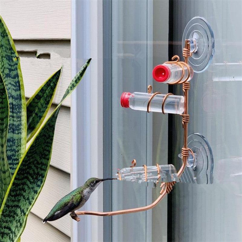 Copper Wire Hummingbird Feeder Kit: Handmade Garden Bird Feeder With Suction Cups - Dog Hugs Cat