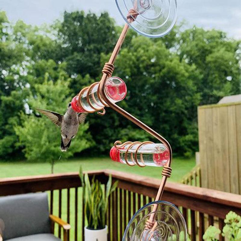 Copper Wire Hummingbird Feeder Kit: Handmade Garden Bird Feeder With Suction Cups - Dog Hugs Cat