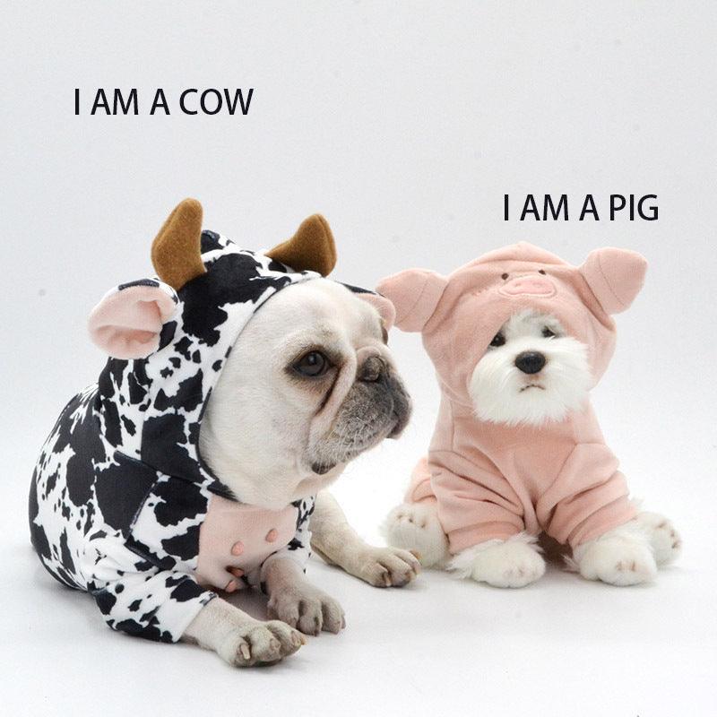 Cow Print Pet Costume - Adorable And Creative Dog Clothes - Dog Hugs Cat