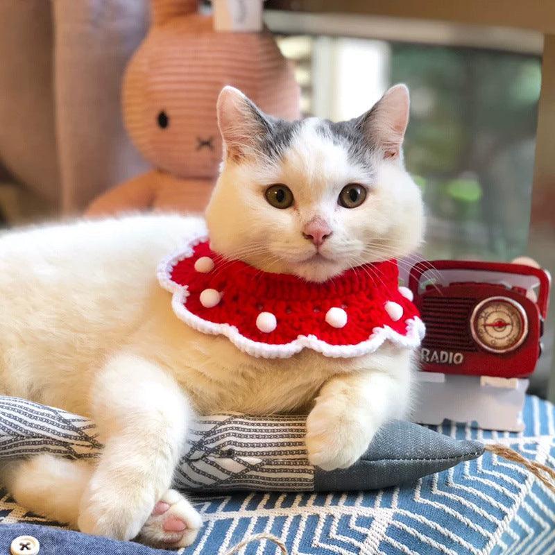 Cozy Bowknot Wool Knitted Saliva Towel - Perfect For Pets! - Dog Hugs Cat