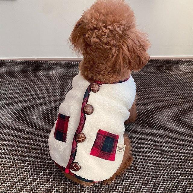 Cozy Canine Christmas Ensemble: Two - Piece Vest Sweater Coat And Scarf - Dog Hugs Cat