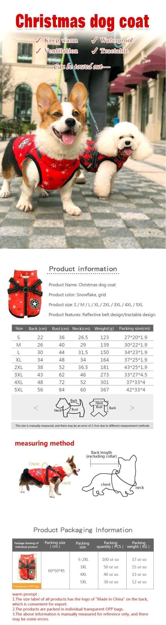 Cozy Canine Winterwear: Waterproof Reflective Tape Dog Jacket - Dog Hugs Cat