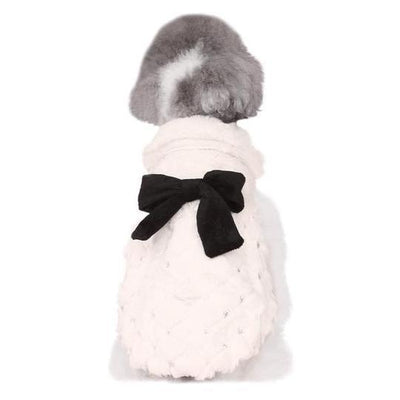 Cozy Chic Plush Bow Dog Coat - Stylish Spring And Autumn Pet Attire - Dog Hugs Cat