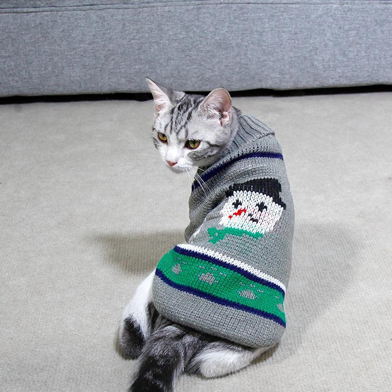 Cozy Christmas Pet Sweater: Festive Knitted High Collar Clothes For Dogs And Cats - Dog Hugs Cat