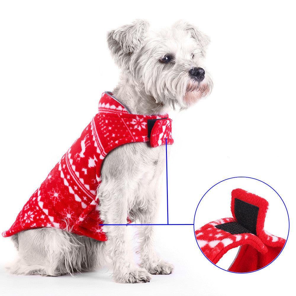 Cozy Christmas Printed Polar Fleece Double - Sided Dog Jacket - Dog Hugs Cat