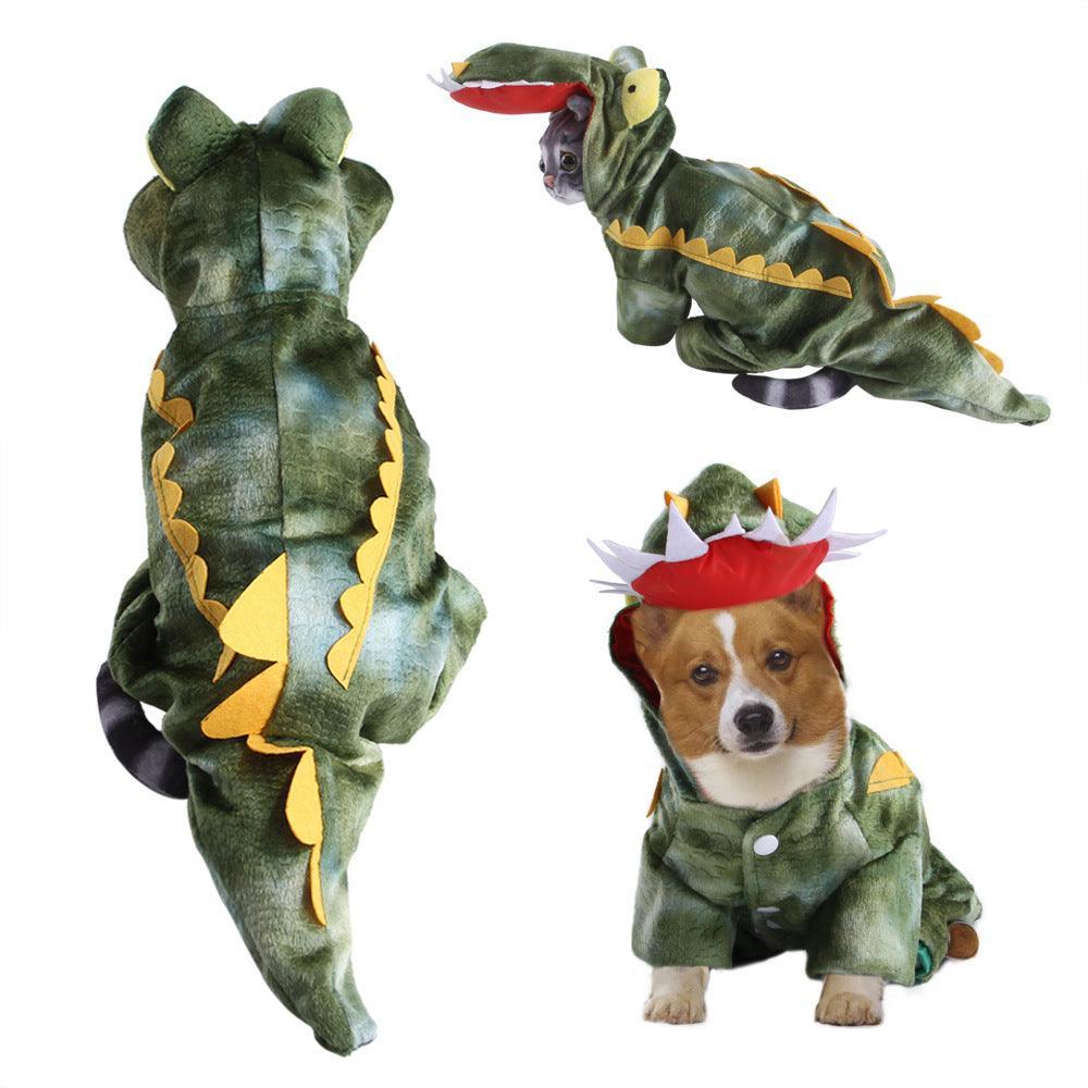 Cozy Critter Transfiguration Pet Clothes - Transform Your Pup Into An Elk, Cow, Dinosaur, Pig, Frog, Koala, Rabbit, Brown Bear, Chicken, Lion, Shark, Lucky Cat, Crocodile, Or Tiger! - Dog Hugs Cat