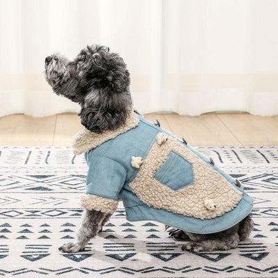 Cozy Denim And Fleece Two - Legged Dog Clothes - Perfect For Small To Medium Dogs - Dog Hugs Cat