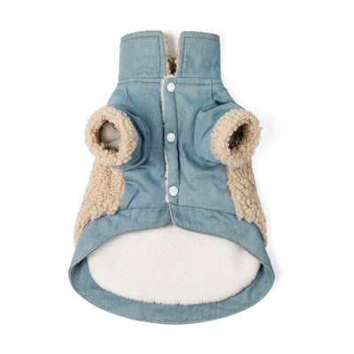 Cozy Denim And Fleece Two - Legged Dog Clothes - Perfect For Small To Medium Dogs - Dog Hugs Cat