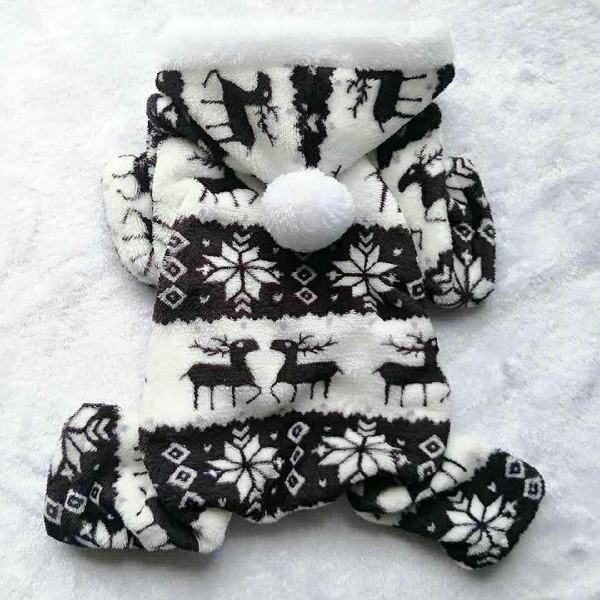 Cozy Fawn Snowflake Dog Sweater With Fur Ball Accents - Dog Hugs Cat