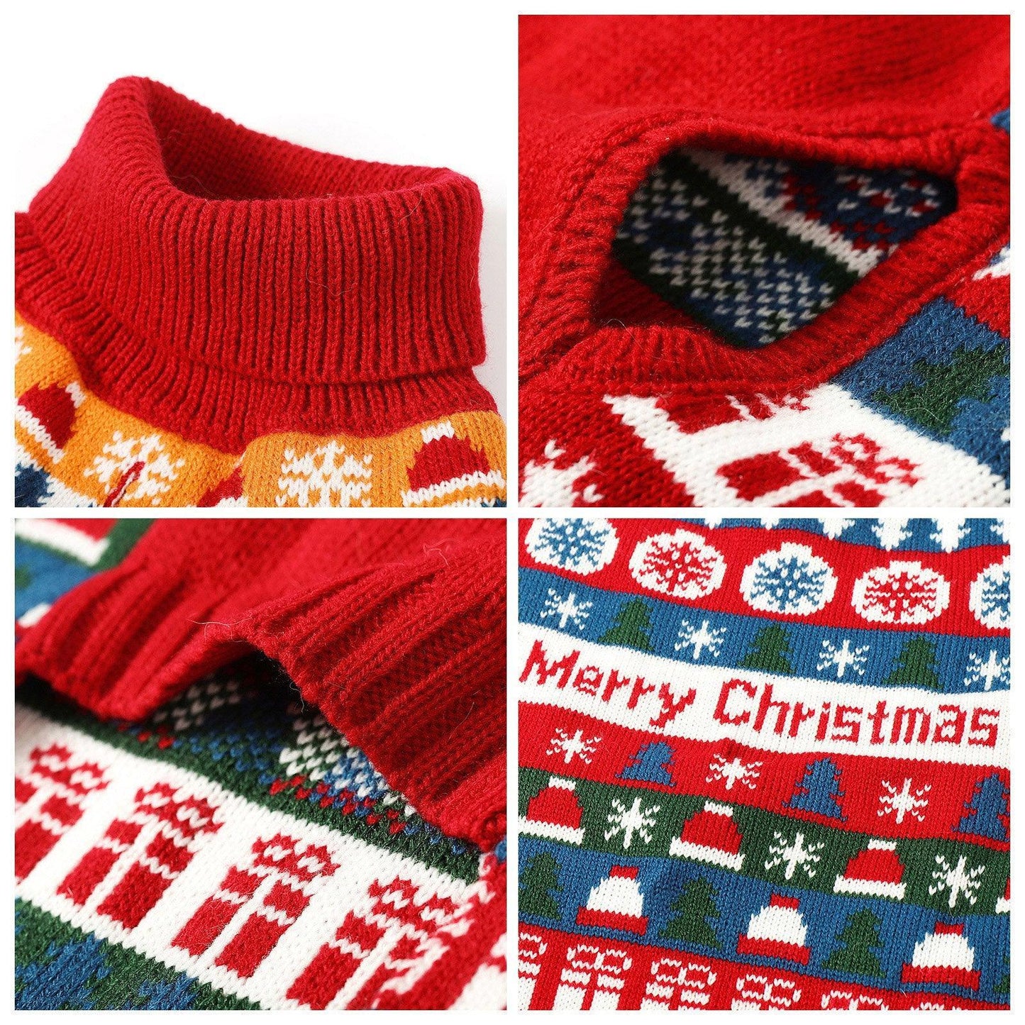 Cozy Festive Red Pet Sweater For Autumn & Christmas - Dog Hugs Cat