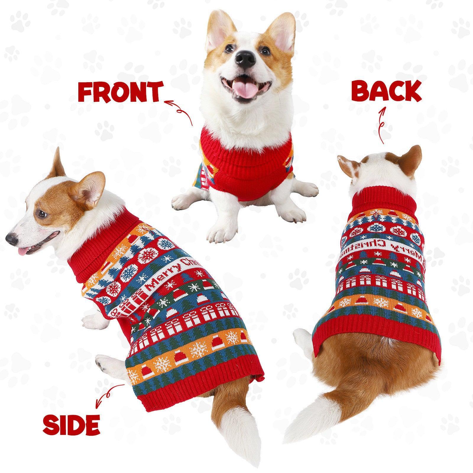 Cozy Festive Red Pet Sweater For Autumn & Christmas - Dog Hugs Cat