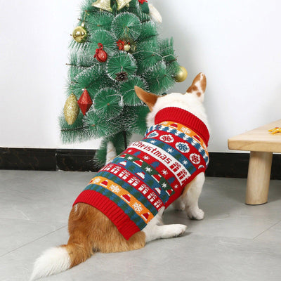 Cozy Festive Red Pet Sweater For Autumn & Christmas - Dog Hugs Cat