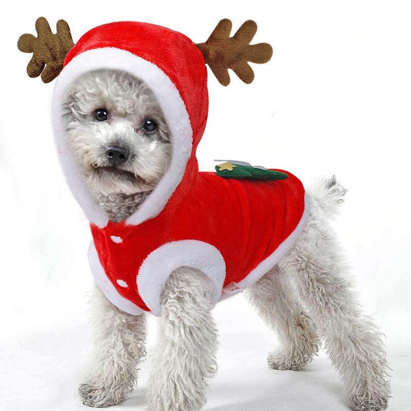 Cozy Flannel Elk Christmas Costume For Pets - Dog Hugs Cat