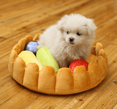 Cozy Fruit Tart Pet Bed - A Sweet Retreat For Your Furry Friends - Dog Hugs Cat