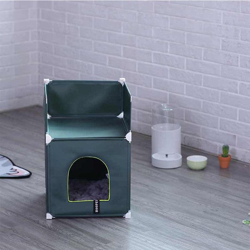 Cozy Kitty Retreat: Double - Story Enclosed Cat House - Dog Hugs Cat