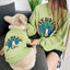 Cozy Love Print Matching Cardigan and Sweater Set for Pets and Owners - Dog Hugs Cat