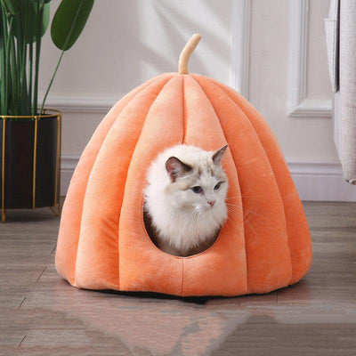 Cozy Pumpkin Pet Cuddle Cave - The Perfect Winter Retreat For Your Furry Friend - Dog Hugs Cat