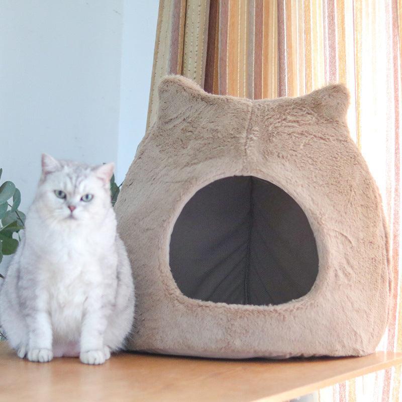 Cozy Retreat: Removable And Washable Semi - Closed Cat Bed For Autumn And Winter - Dog Hugs Cat